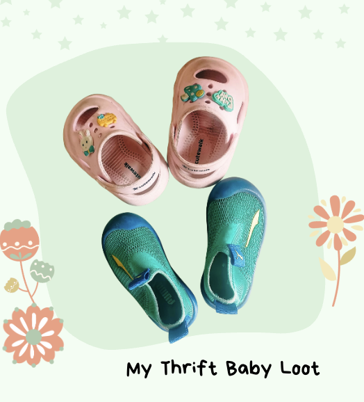 Preloved original Puma shoes and Babyhug clogs (1-2.5 years)